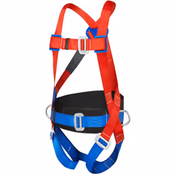 Point d'ajustement à la poitrine. Harnais ergonomique avec un anneau dorsal en D coulissant. Comporte un dos rembourré respir ...