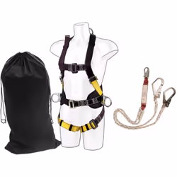 Charge nominale maximale de 100 kg. Harnais 2 points Comfort Plus - Double longe avec absorbeur de choc, mousqueton et 2 croc ...