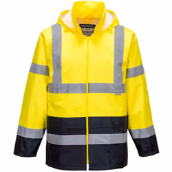 Conçu pour rendre le porteur visible et le garder en sécurité et au sec dans les intempéries. Cette veste de pluie bicolore d ...