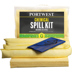 Portwest - Lot de 6 Kit absorbants 20 litres produits chimiques Jaune