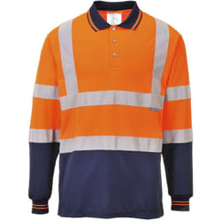 Portwest - Polo bicolore manches longues Orange/Marine 3XL
