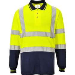 Portwest - Polo bicolore manches longues couleur : Jaune/Marine taille s
