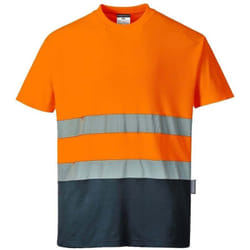 Tee shirt Haute Visibilité Portwest Coton Bicolore Orange / Marine 3XL