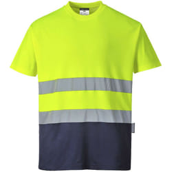Tee shirt Haute Visibilité Portwest Coton Bicolore Jaune / Marine xxl
