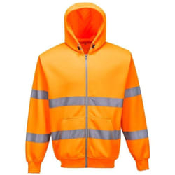 Sweat shirt zip central à capuche haute visibilité Portwest Orange S