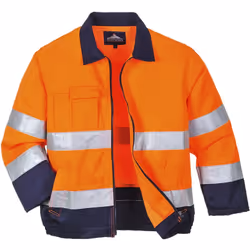 4 poches pour plus de rangement. La veste Portwest Madrid haute-visibilité en polycoton est élégante et pratique avec une cou ...