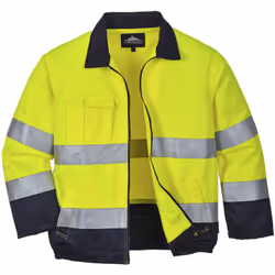 4 poches pour plus de rangement. La veste Portwest Madrid haute-visibilité en polycoton est élégante et pratique avec une cou ...