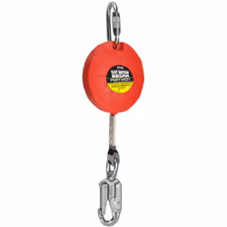 Charge nominale maximale de 100 kg. Antichute comprenant une sangle rétractable 3 mètres, un mousqueton et un crochet avec do ...