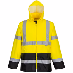 Conçu pour rendre le porteur visible et le garder en sécurité et au sec dans les intempéries. Cette veste de pluie bicolore d ...