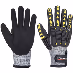 Les gants de travail Portwest A722 sont des EPI certifiés pour résister à la coupe, aux chocs mécaniques et aux vibrations ; ...