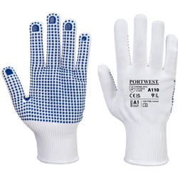 Portwest - Gants Polka Picots pvc Blanc/Bleu l - Taille 9