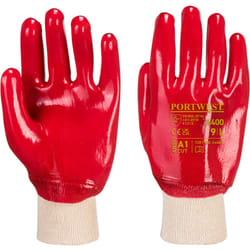 Portwest - Gants pvc Poignet Tricot Rouge m - Taille 8