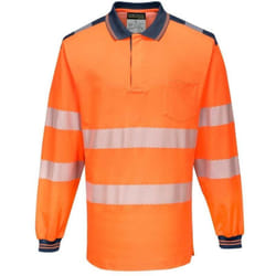 Polo de travail manches longues haute visibilité Portwest PW3 Orange / Navy m