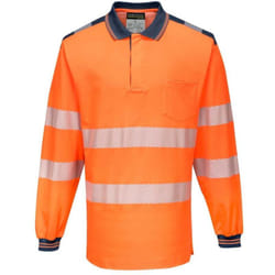 Polo de travail manches longues haute visibilité Portwest PW3 Orange / Navy xl