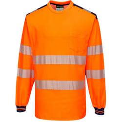 Pw3 T-shirt Haute Visibilité Ml Couleur : Orange/marine Taille m Portwest