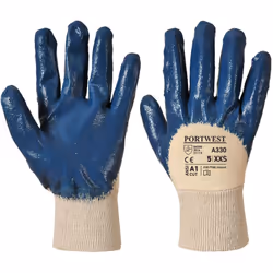 Doublure en coton jersey et poignets tricots. Ce gant nitrile léger a le dos aéré pour une meilleure ventilation et une excel ...