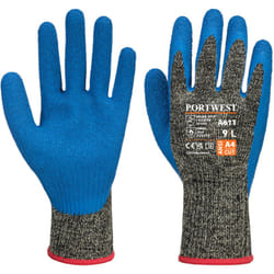 Portwest - Gants anticoupures Aramide latex hr Noir/Bleu s - Taille 7