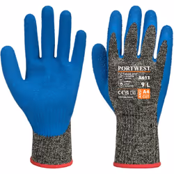 Gants anticoupures Aramide latex HR Noir/Bleu 2XL - Taille 11