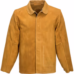 Poche intérieure pour un rangement sûr. Cette veste de soudage de qualité supérieure est en cuir de vachette fendu et cousue  ...