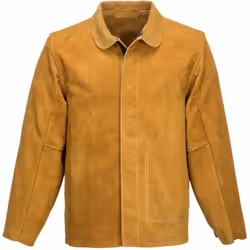 Cette veste de soudage de qualité supérieure est en cuir de vachette fendu et cousue avec du fil de para-aramide. Elle offre  ...