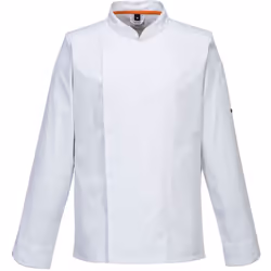 Tissu mesh aéré MeshAir™ sur le gousset sous les bras pour augmenter le flux d'air. Cette veste de cuisinier utilise un tissu ...