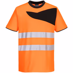Le t-shirt à manches courtes haute visibilité PW2 est unique pour son design distinctif, avec un panneau de poitrine contrast ...