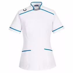 Tunique médicale stretch multipoche fermeture pression Femme Portwest - Blanc / Bleu