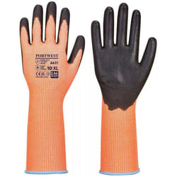 Gant de travail Vis-Tex Cut anti-coupure anti-abrasion manchette longue Portwest Orange / Noir 9