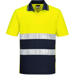 Portwest - Polo contrasté léger haute visibilité m/c Jaune/Marine 3XL