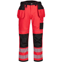 Portwest - Pantalon hv PW3 poches flottantes - 32 - Rouge/noir