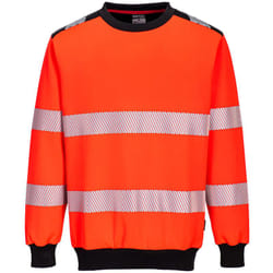 Sweat à Col Rond Pw3 Haute-visibilité - l - Rouge/noir Portwest