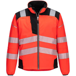 Veste Softshell Haute-Visibilité PW3 Rouge/Noir L