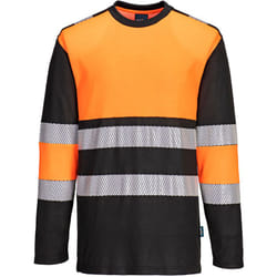 Portwest - PW3 T-Shirt Hi-Vis Classe 1 l/s - 4XL - Orange/Noir