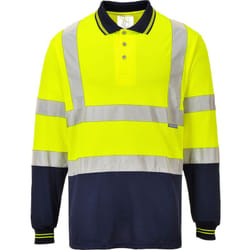 Portwest - Polo bicolore manches longues - xs - Jaune/Marine
