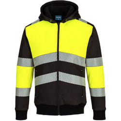 Portwest - Sweat à capuche d'hiver zippé PW3 Class 1 Jaune/Noir 3XL