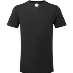 T-shirt en coton à col en v Noir 2XL