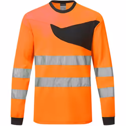 Col côtelé. Le tee-shirt à manches longues haute visibilité PW2, est unique pour son design distinctif, avec un panneau de po ...