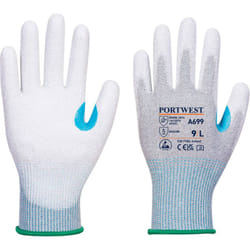 Lot de 12 paires de gants paume enduite PU ESD Gris/Blanc/Bleu XS - Taille 6