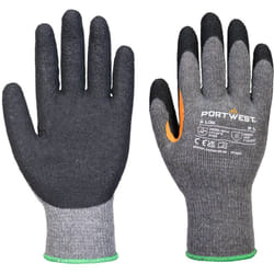Portwest - Lot de 12 paires de gants Grip 10 entièrement enduit de latex Gris/Noir l - Taille 9