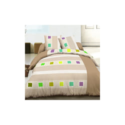 Home Linge Passion - squares Parure de couette 100% coton - Beige - 220x240 cm - Beige