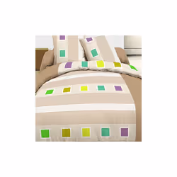 Home Linge Passion - squares Parure de couette 100% coton - Beige - 220x240 cm - Beige