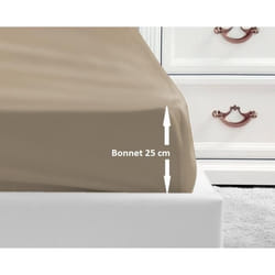 Les Tendances - Lovely Home Drap Housse 100% Coton 140x190x25 Cm Beige