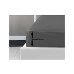 Les Tendances - lovely home Drap Housse 100% coton 160x200x30 cm gris fonce