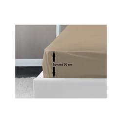 Lovely home Drap Housse 100% coton 160x200x30 cm beige