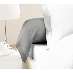 Lovely Home Lot De 2 Taies De Traversin 100% Coton 85x185 Cm Gris Clair