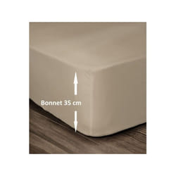 Les Tendances - lovely home drap housse 100% coton 140X190CM - bonnet 35CM - beige HP62009