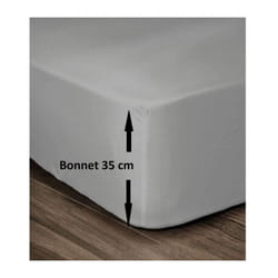 Les Tendances - lovely home Drap Housse 100% Coton 160x200cm - Bonnet 35cm - Gris clair