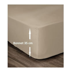 LOVELY HOME Drap Housse 100% Coton 160x200cm - Bonnet 35cm - Beige