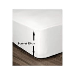 Lovely home Drap Housse 100% Coton 180x200cm - Bonnet 35cm - Blanc
