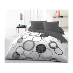 Les Tendances - Parure de couette microfibre Audace - 1 housse de couette 220 x 240 cm + 2 taies doreiller 63 x 63 cm - Gris clair